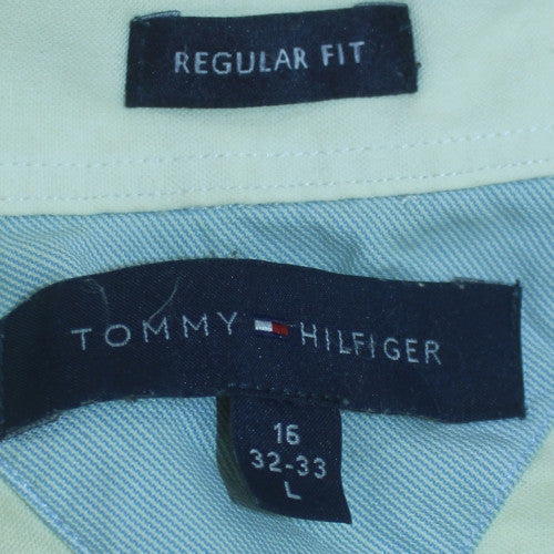 Tommy Hilfiger Men's Ivory Cotton Regular Fit Long Sleeve Shirt L