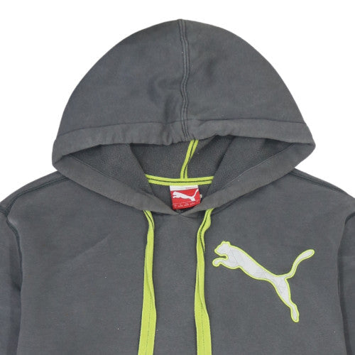 Puma Mens Grey Hooded Pullover Sweatshirt L Logo Sportswear