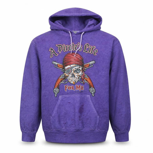 Gildan Men's Purple Pirate Graphic Pullover Hoodie Size M