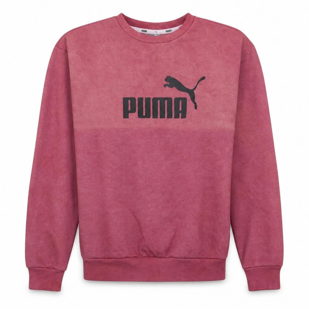 Puma Men’s Pink Logo Sweatshirt S Regular Fit Pullover Crew Neck