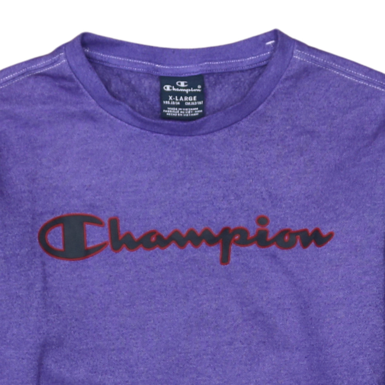 Champion Boys Purple Logo Sweatshirt Size 13-14 Years Crew Neck Fleece