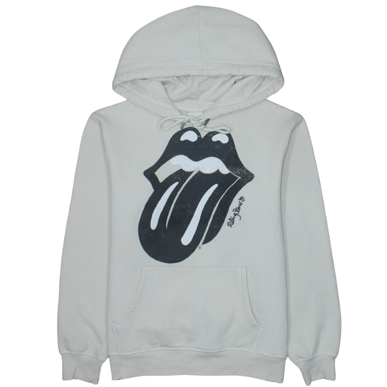 H&M Women White Rolling Stones Hoodie Size S Pullover Graphic Print