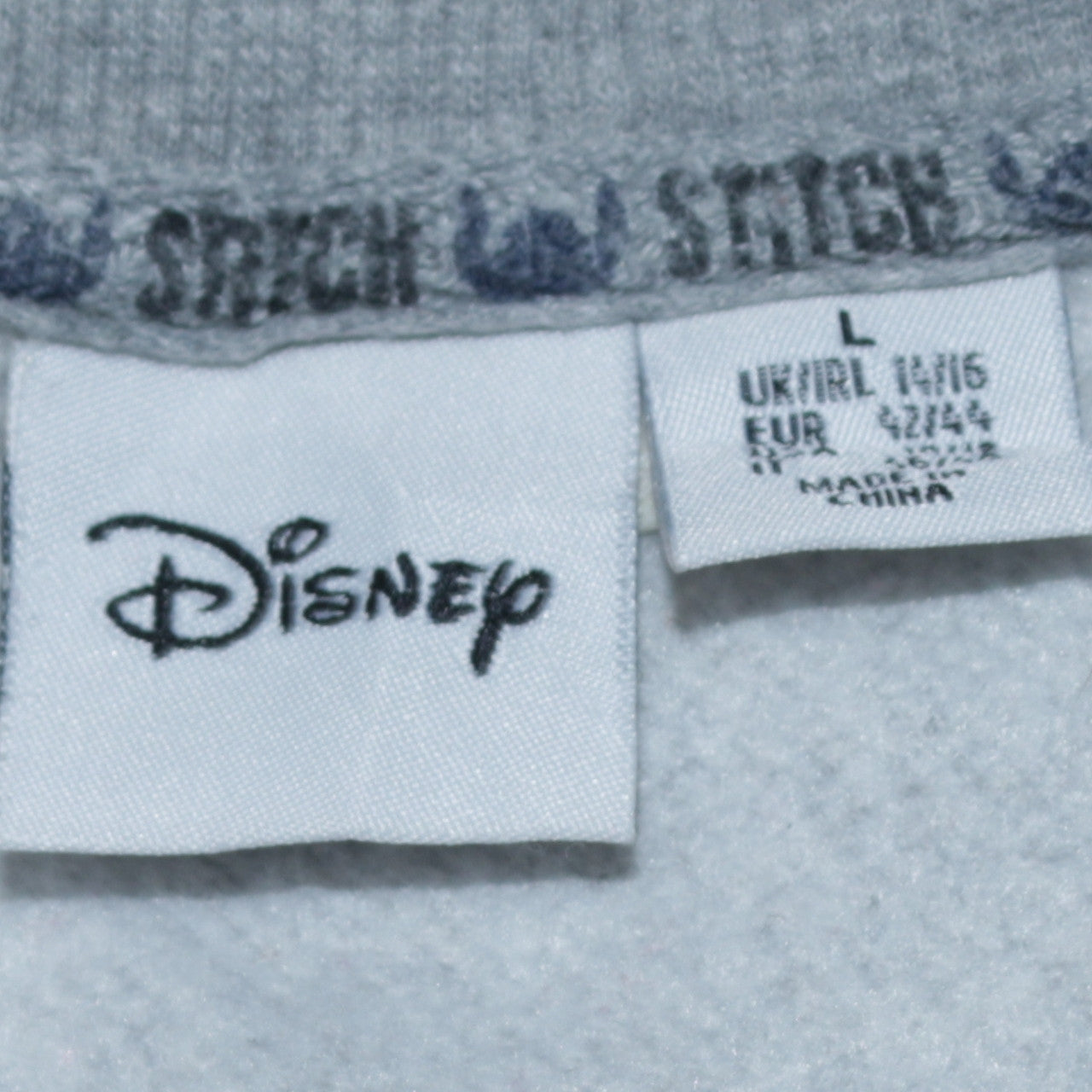 Disney Primark Women Grey Stitch Sweatshirt L Long Sleeve Pullover