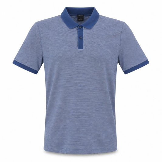 Hugo Boss Men’s Blue Striped Regular Fit Polo Shirt Size M