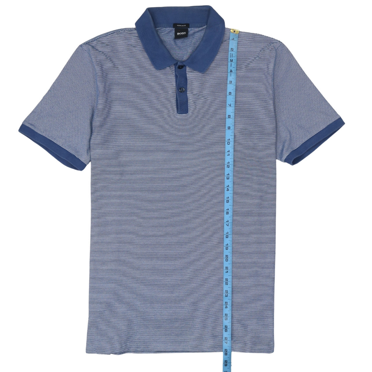 Hugo Boss Men’s Blue Striped Regular Fit Polo Shirt Size M