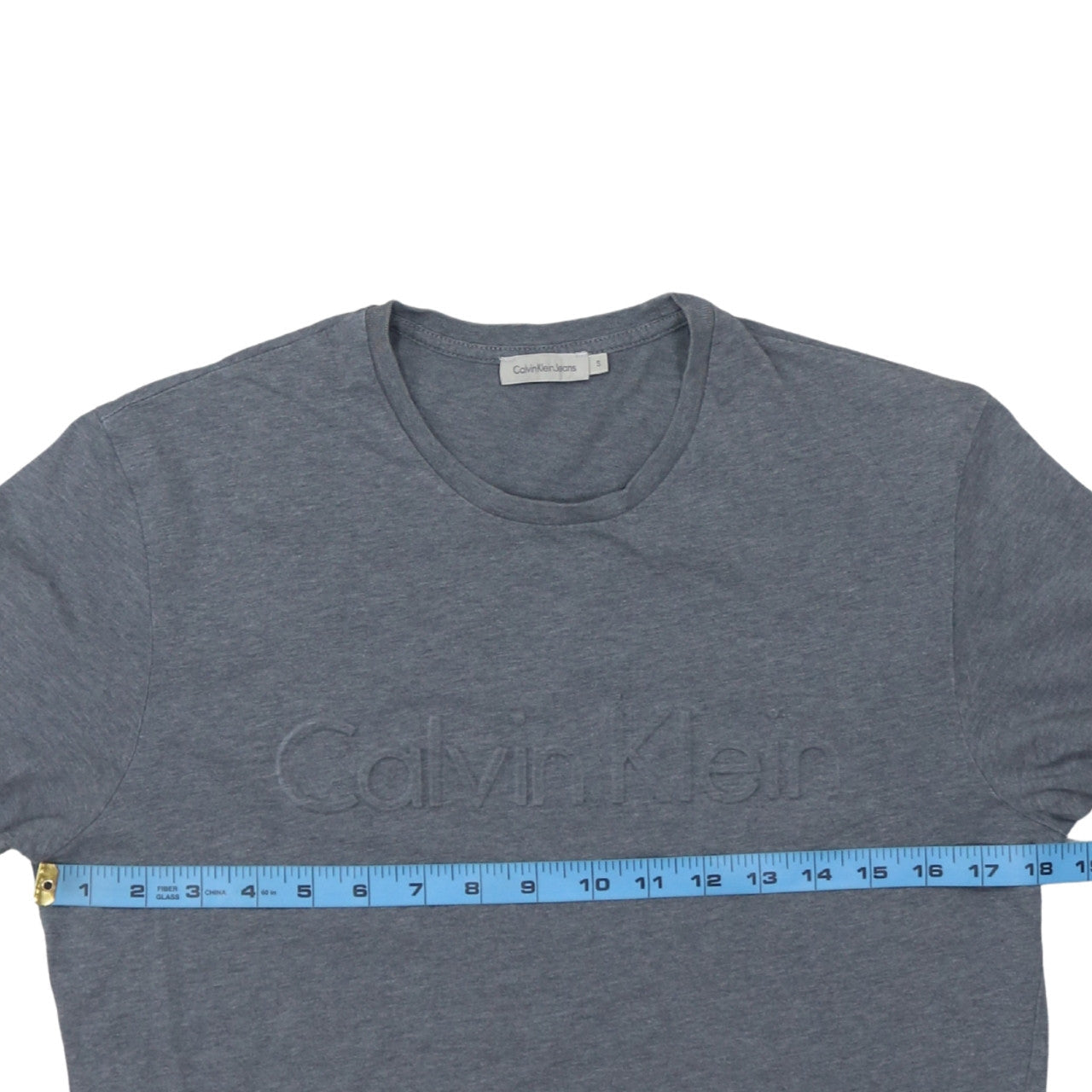 Calvin Klein Jeans Men's Blue Small Crew Neck Cotton T-Shirt