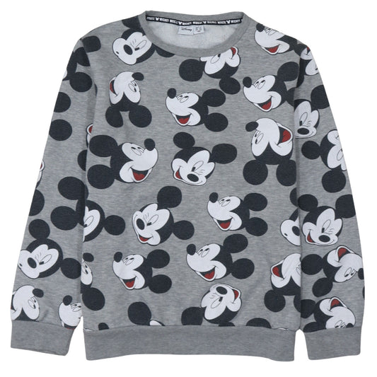 Disney Women Grey Mickey Mouse Pullover Sweatshirt Size L 14/16
