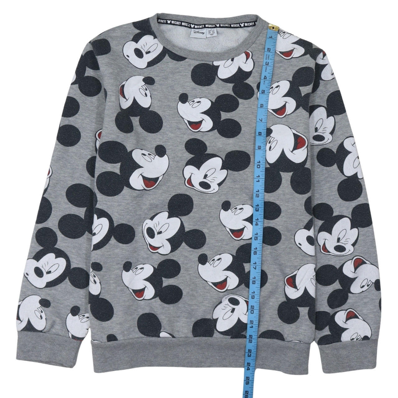 Disney Women Grey Mickey Mouse Pullover Sweatshirt Size L 14/16