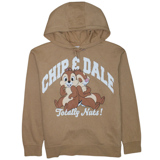 Disney Chip & Dale Women's Beige Hoodie S Pullover Graphic Print