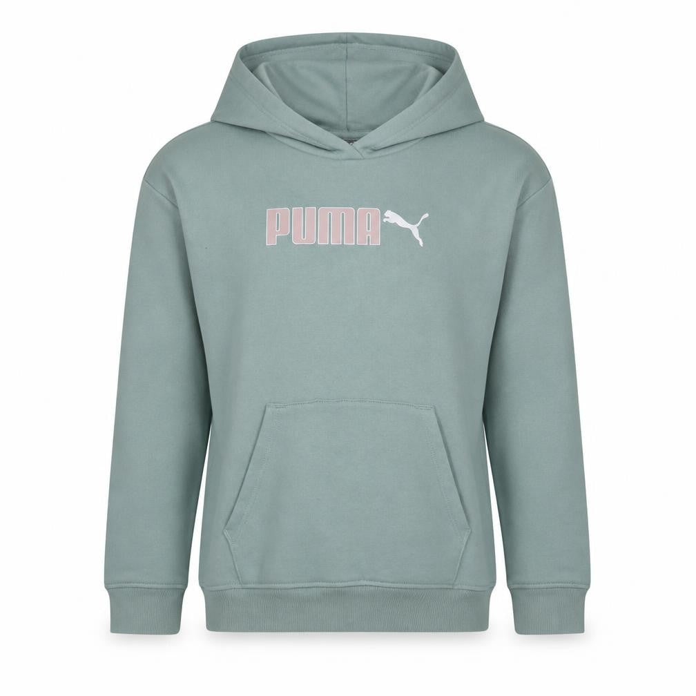 Puma Girls Green Pullover Hoodie 13-14 Years Logo Fleece Sweatshirt