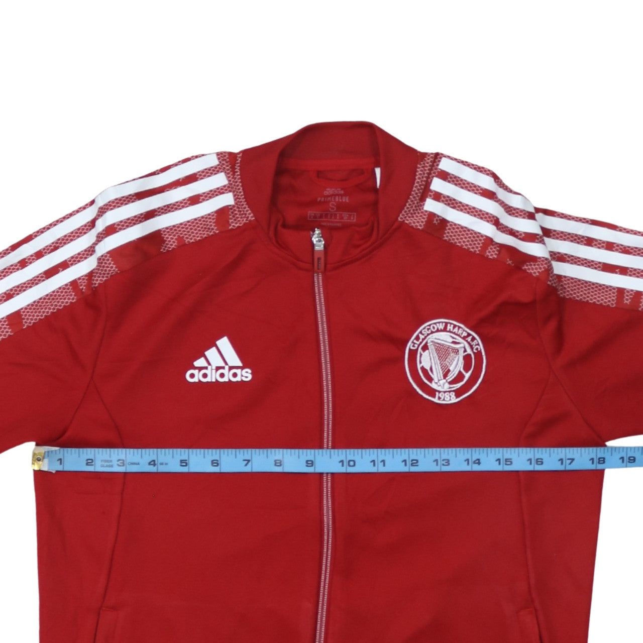Adidas Men's Red Track Jacket Size S Regular Fit Football Primeblue