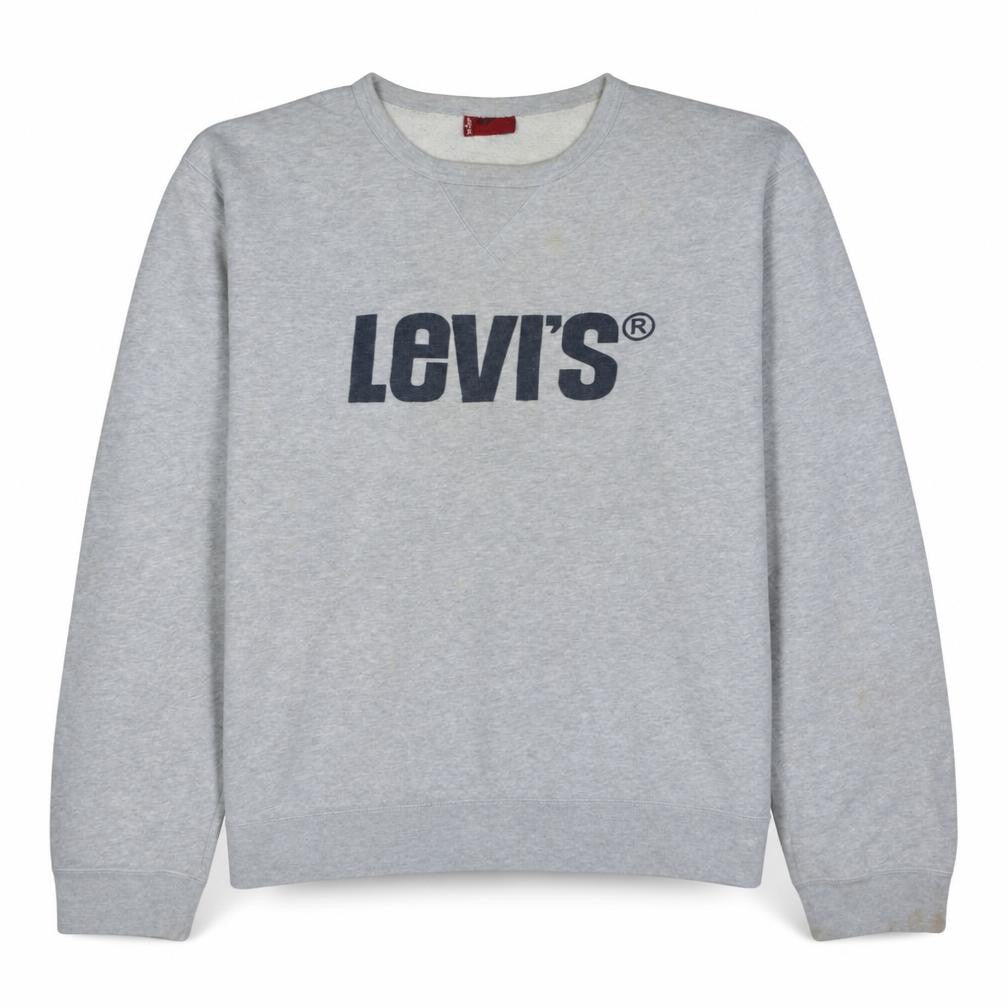 Levi's Men's Grey Logo Crew Neck Pullover Sweatshirt Size L