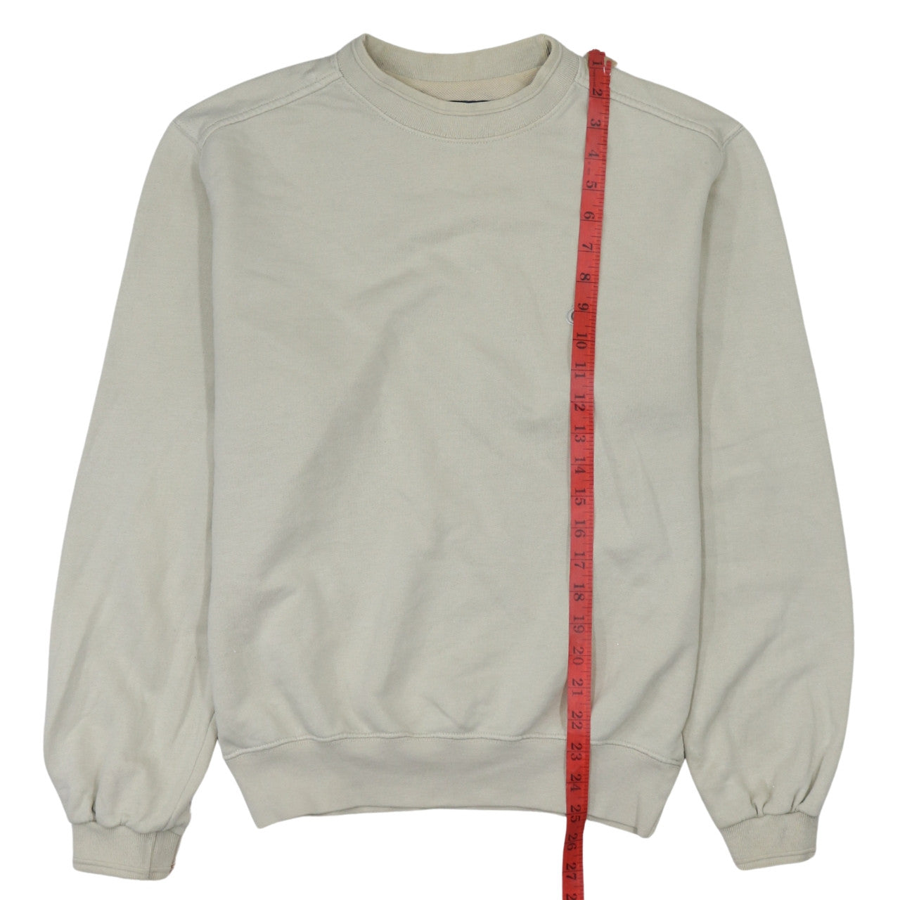 Champion Men's Beige Small Pullover Sweatshirt Crew Neck Embroidered Logo