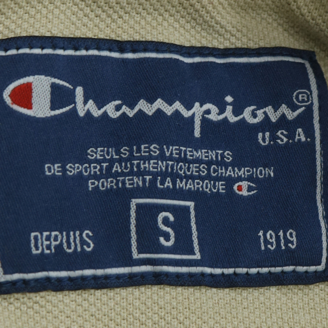 Champion Men's Beige Small Pullover Sweatshirt Crew Neck Embroidered Logo