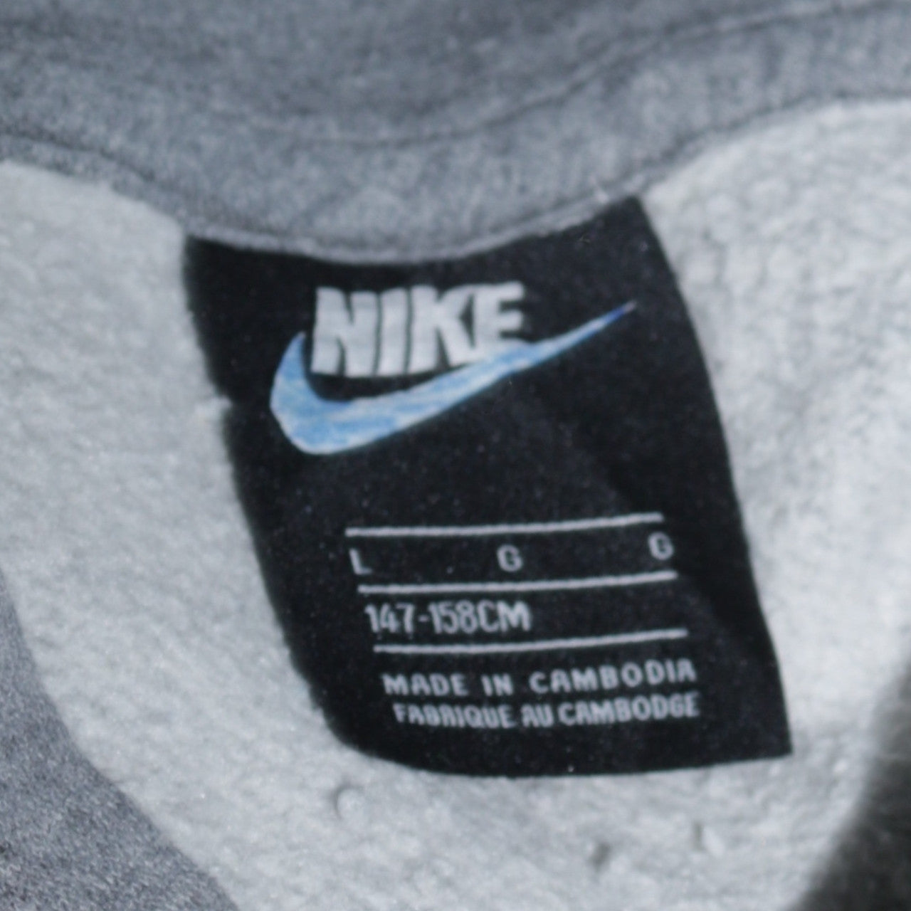 Nike Boys Grey Pullover Hoodie L 147-158cm Cotton Blend Fleece Sweatshirt