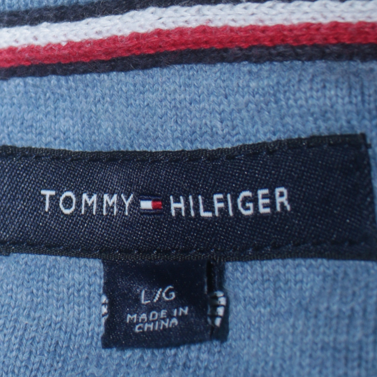 Tommy Hilfiger Men’s Blue Cotton Crew Neck Jumper Size L