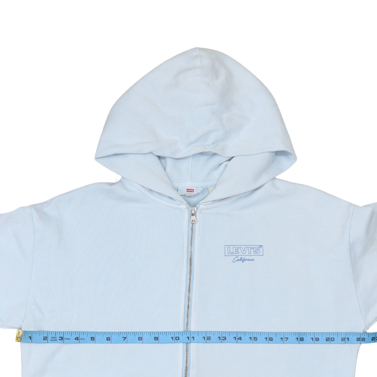 Levi's Women Light Blue Full Zip Hoodie Small Cotton Fleece
