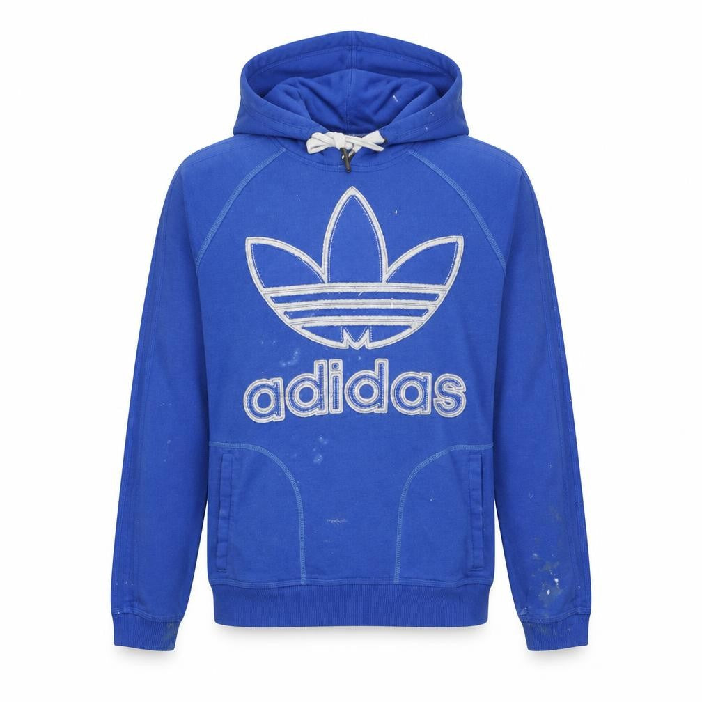 Adidas Mens Blue Pullover Hoodie Size M Logo Sportswear