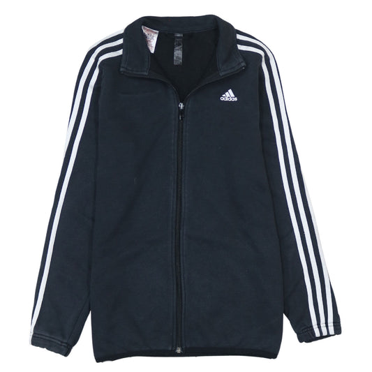 Adidas Boys Black Track Jacket 13-14Y Full Zip Fleece Activewear