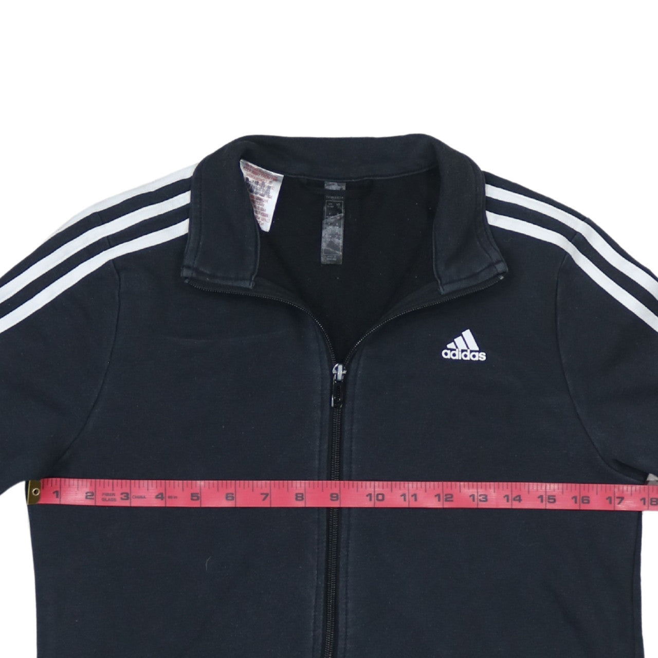 Adidas Boys Black Track Jacket 13-14Y Full Zip Fleece Activewear