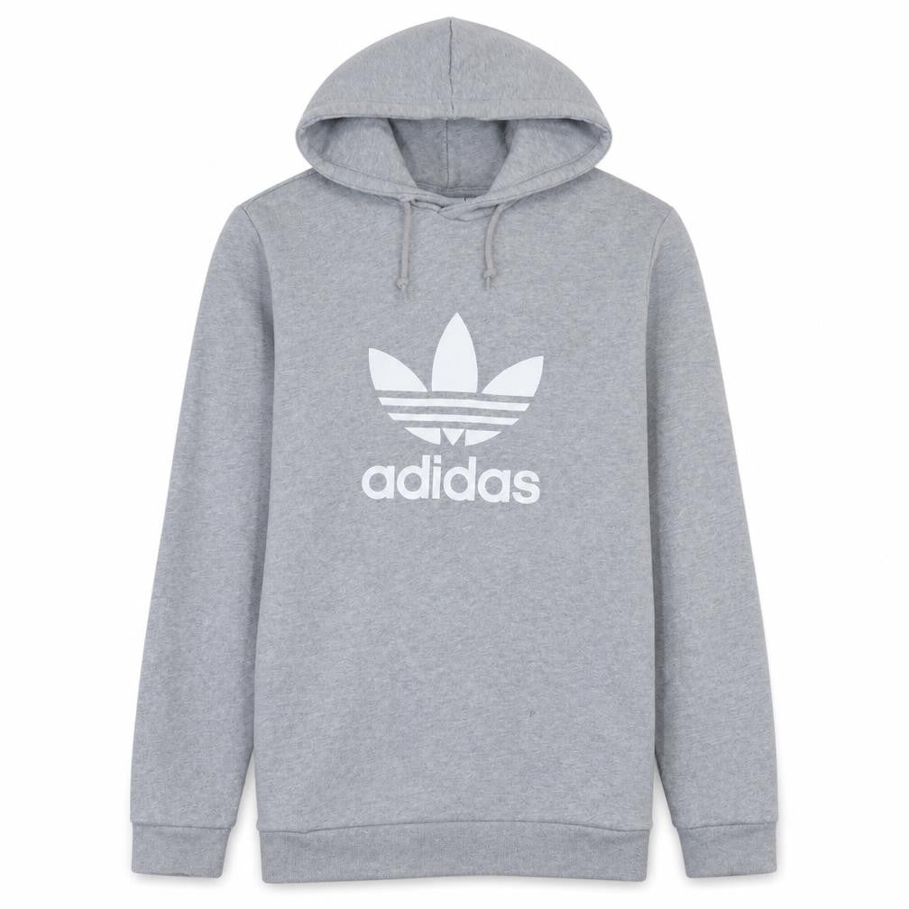 adidas Mens Grey Pullover Hoodie S Regular Fit Sports Logo Sweatshirt
