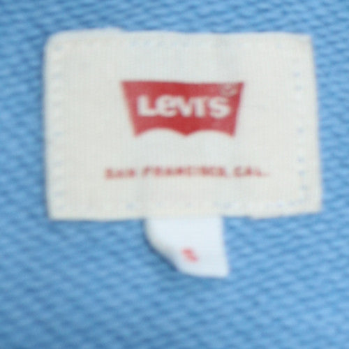 Levi's Mens Blue Pullover Hoodie Small Graphic Logo Sweatshirt