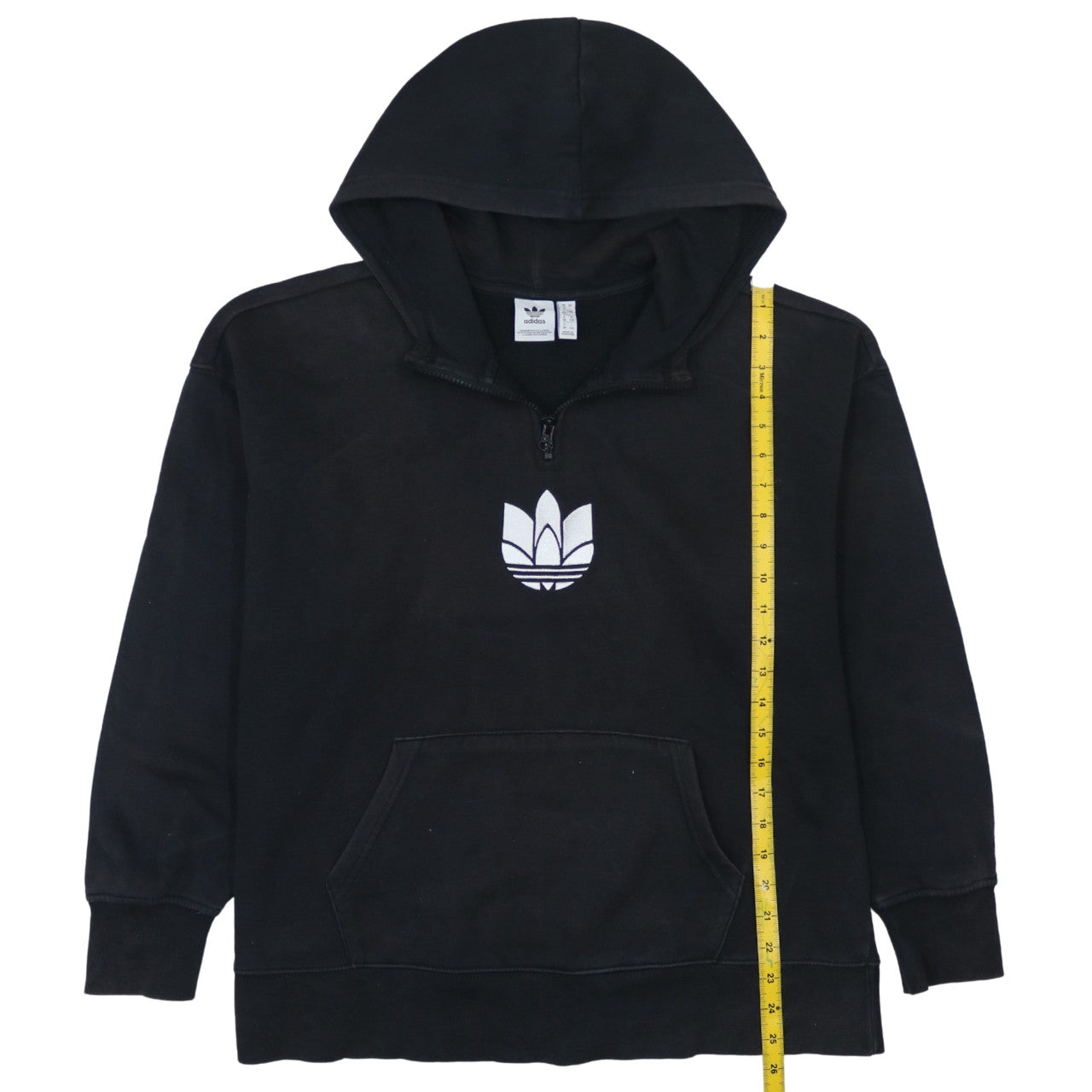 Adidas Women's Black 1/2 Zip Hooded Sweatshirt UK 12