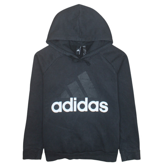 Adidas Womens Black Pullover Hoodie Size 12-14 Cotton Blend