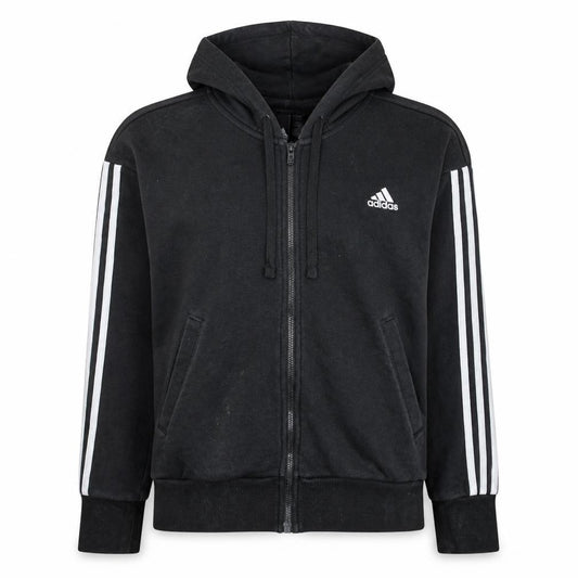 Adidas Women's Black Small Full Zip Hoodie with Striped Sleeves
