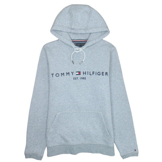 Tommy Hilfiger Men's Grey Pullover Hoodie S Logo Classic Fleece