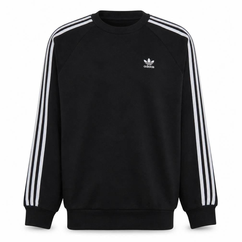 Adidas Men's Black Small Pullover Sweatshirt Crew Neck Logo Stripe