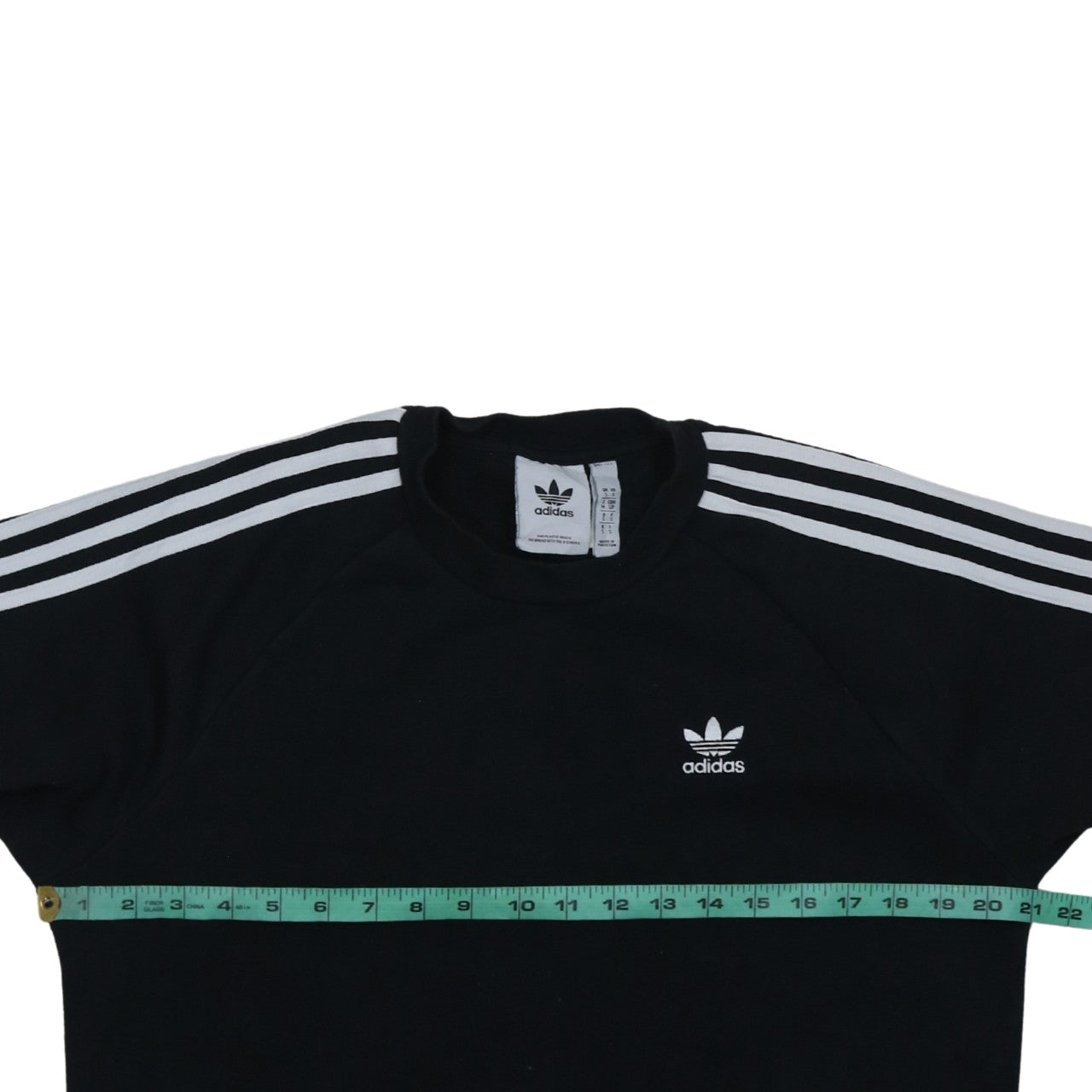 Adidas Men's Black Small Pullover Sweatshirt Crew Neck Logo Stripe
