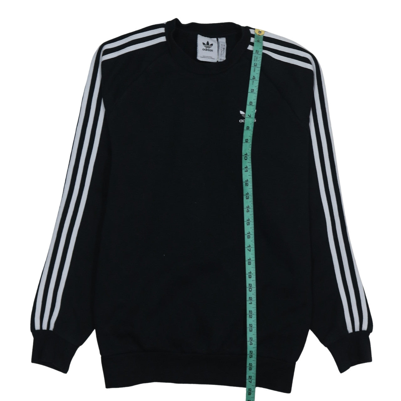 Adidas Men's Black Small Pullover Sweatshirt Crew Neck Logo Stripe