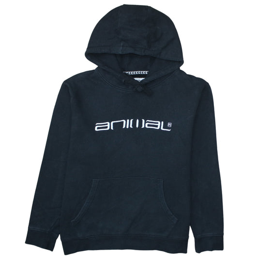 Animal Women Black Pullover Hoodie UK 16 Cotton Logo Print Casual