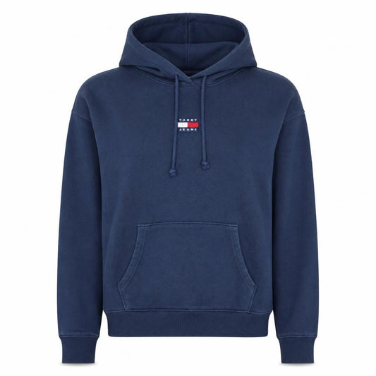 Tommy Jeans Women Navy Blue Large Pullover Hoodie Cotton Casual