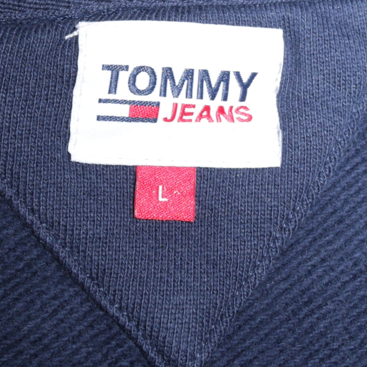 Tommy Jeans Women Navy Blue Large Pullover Hoodie Cotton Casual