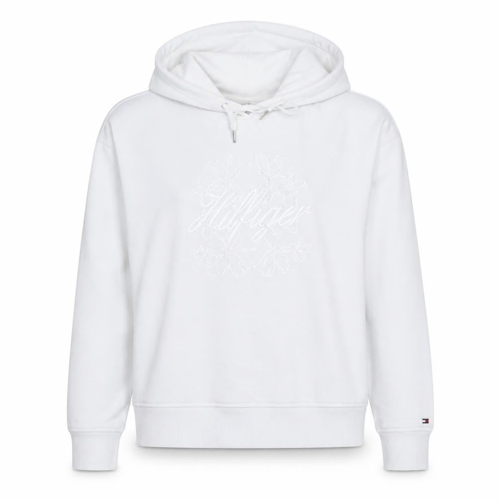 Tommy Hilfiger Women's White Embroidered Pullover Hoodie UK 20