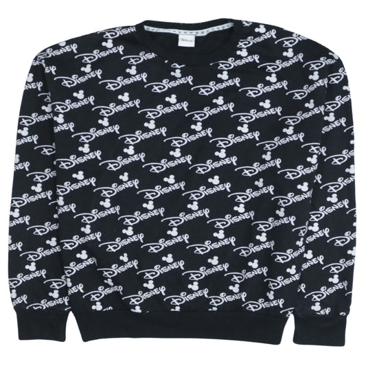 Disney Women Black Crew Neck Pullover Sweatshirt L 14/16