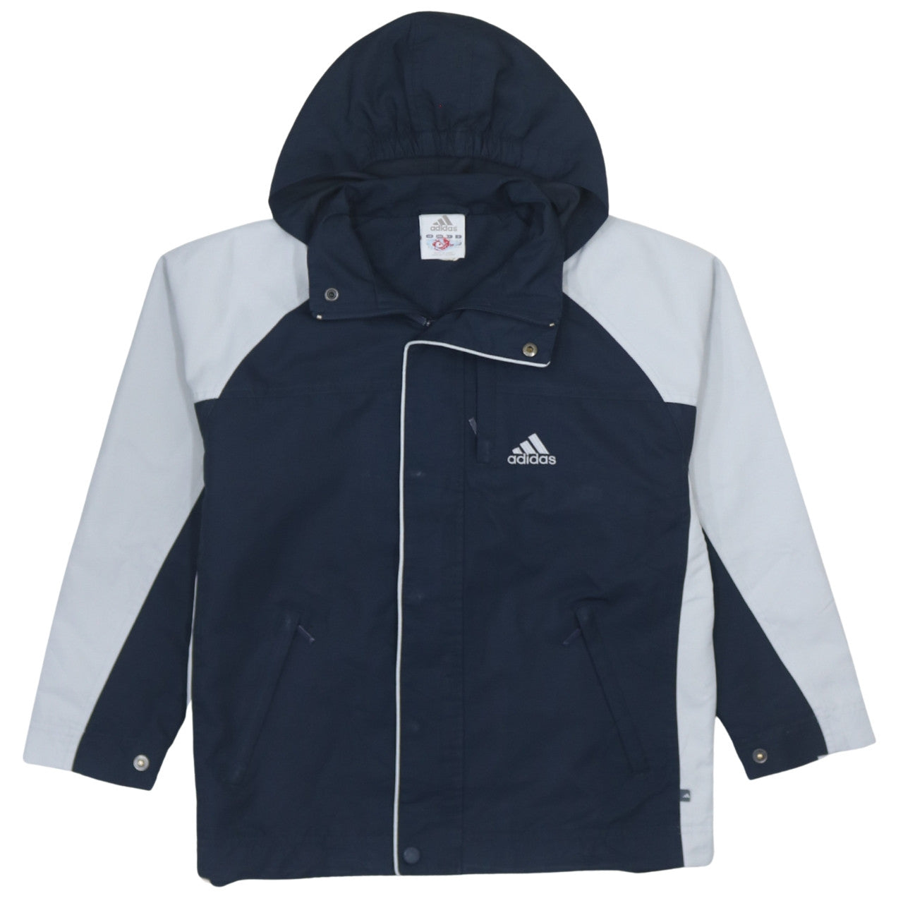 Adidas Boys Blue Colourblock Hooded Rain Coat 11-12 Years