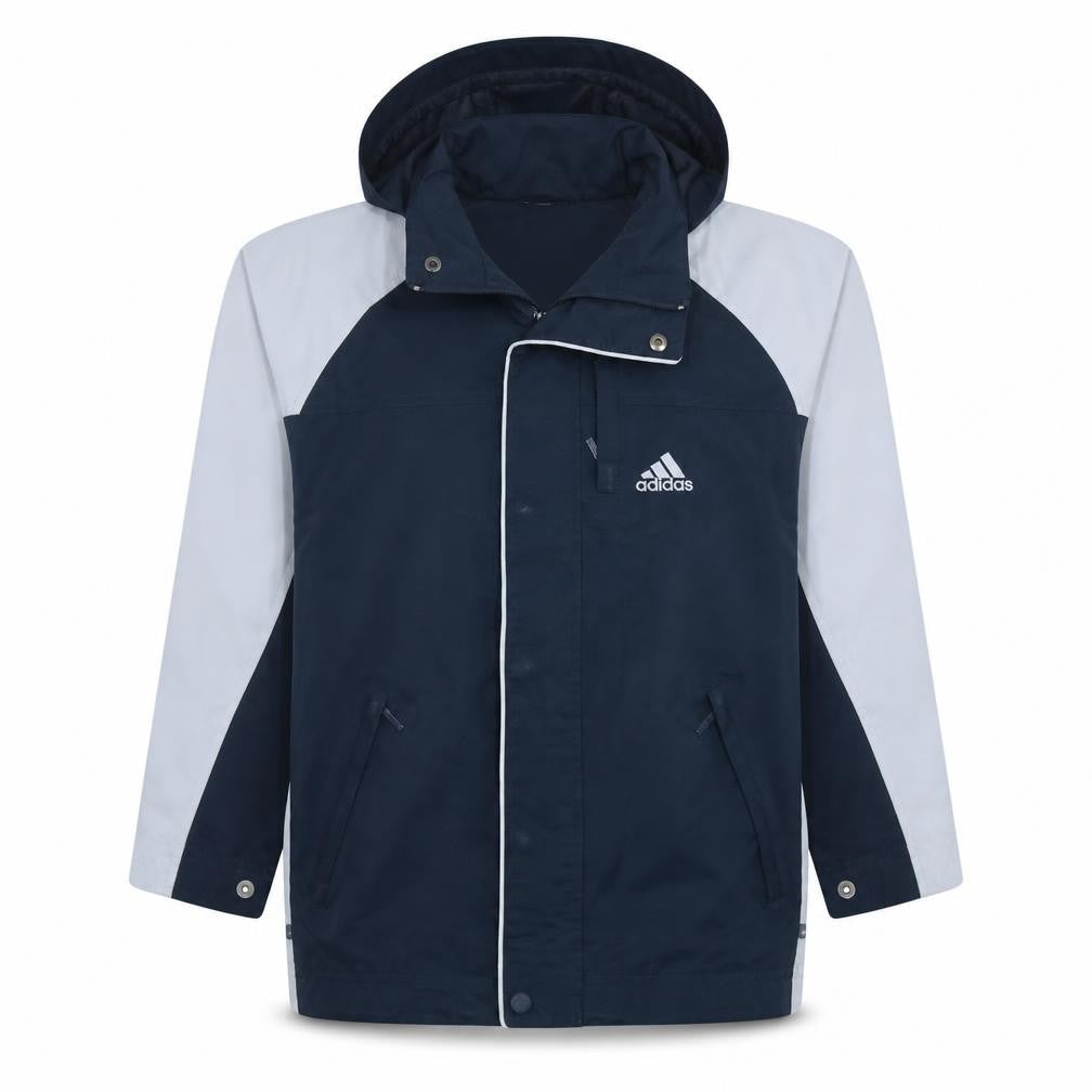 Adidas Boys Blue Colourblock Hooded Rain Coat 11-12 Years