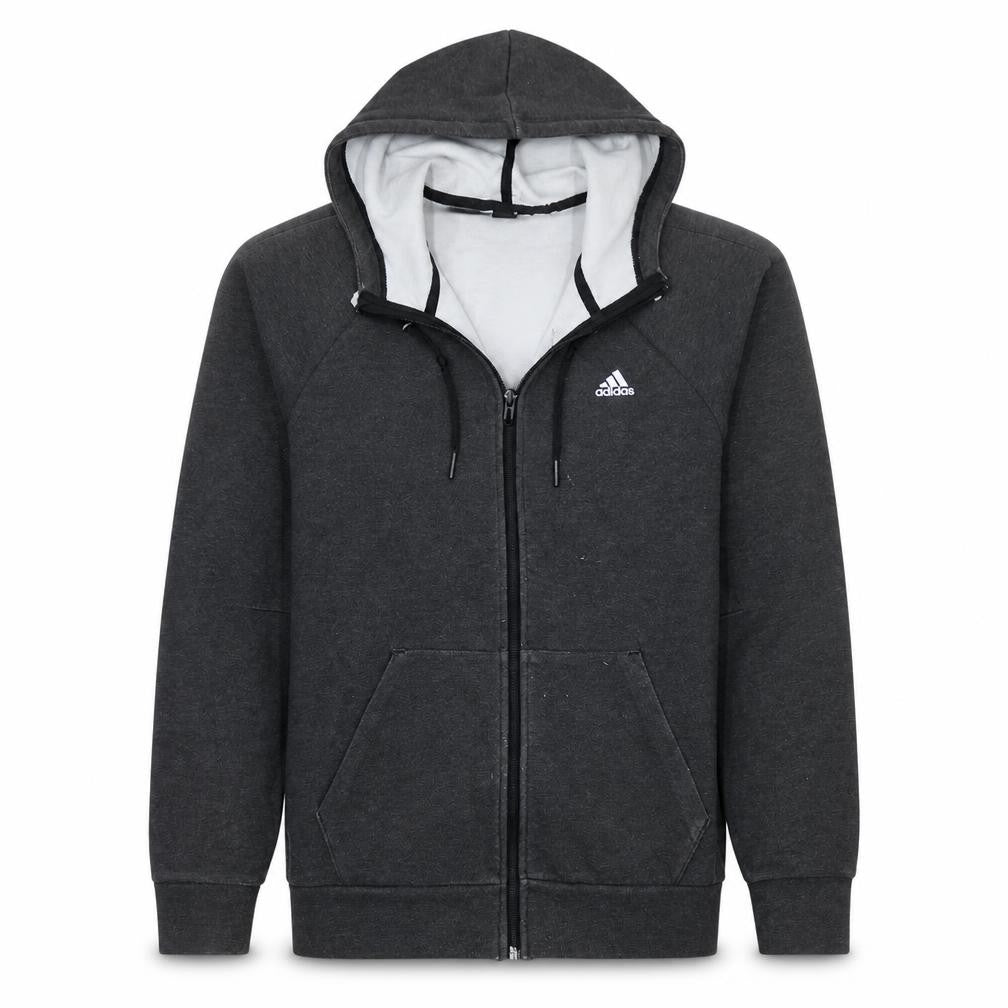 Adidas Men’s Grey Full Zip Hoodie Small Regular Fit