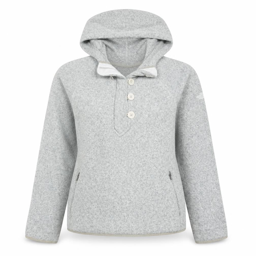 The North Face Womens Grey Button Pullover Hoodie M Fleece Lined