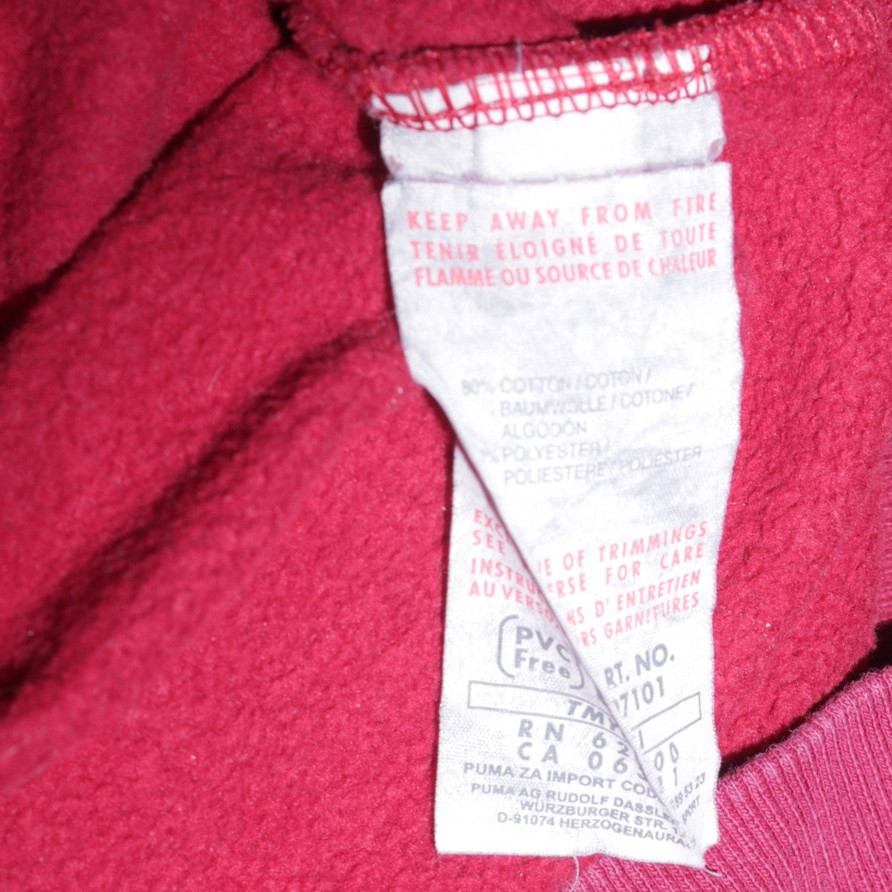 Puma Men's Red Pullover Hoodie Small High Neck Fleece Sweatshirt