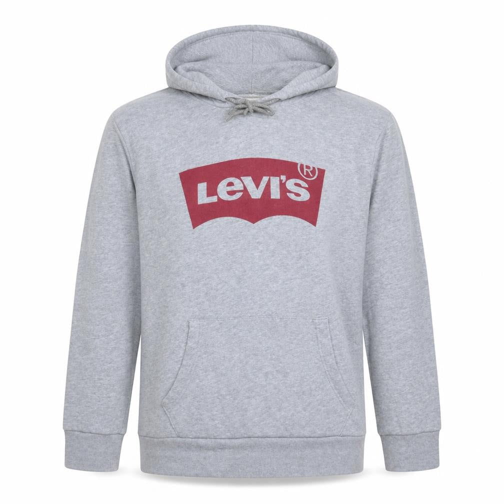 Levi's Men's Grey Pullover Hoodie M Logo Graphic Cotton Fleece
