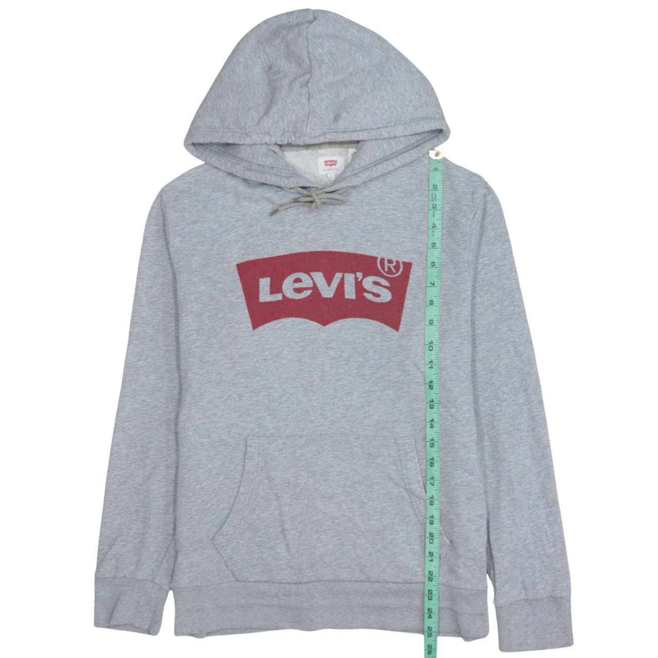 Levi's Men's Grey Pullover Hoodie M Logo Graphic Cotton Fleece