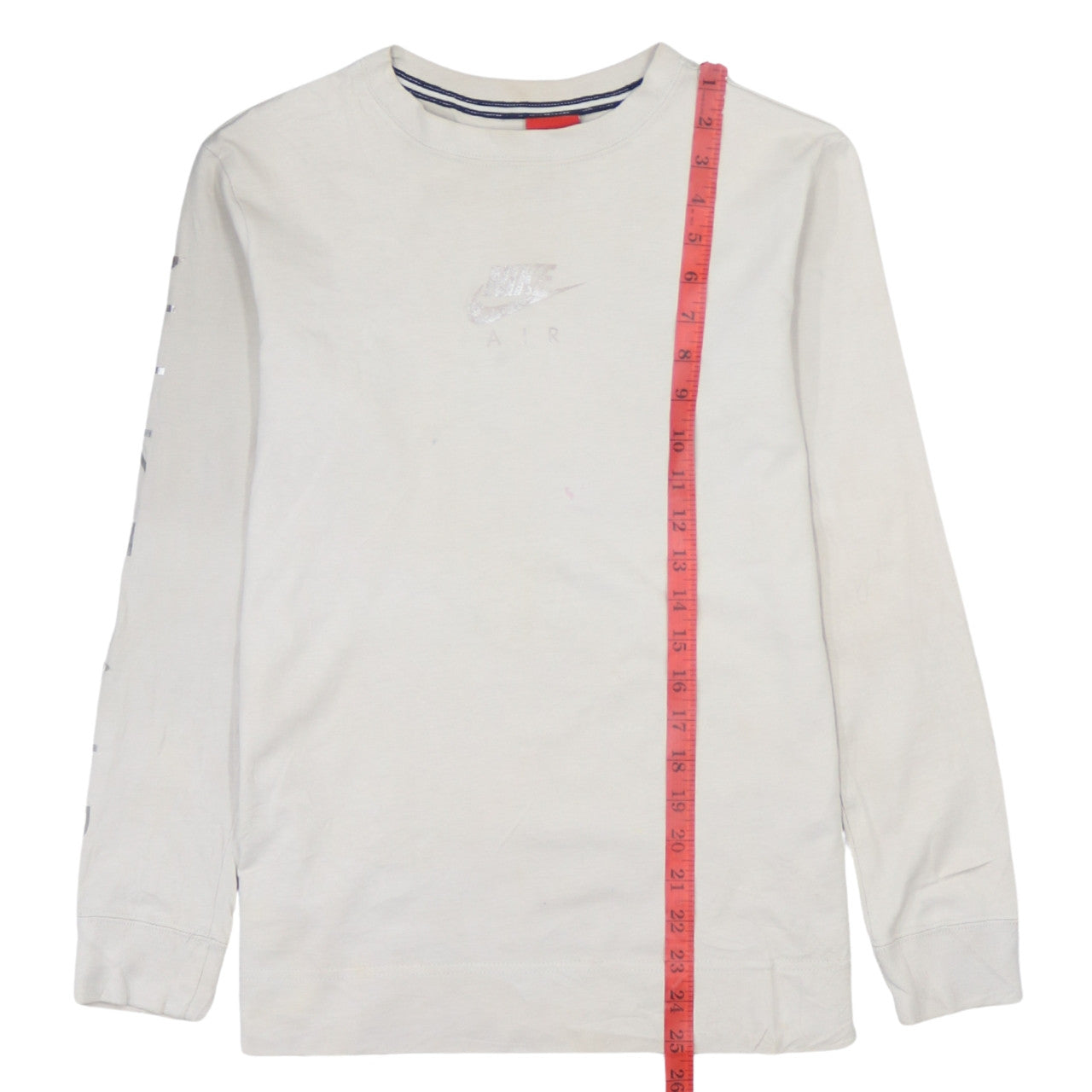 Nike Men Beige XS Cotton Crew Neck Long Sleeve Pullover Sweatshirt