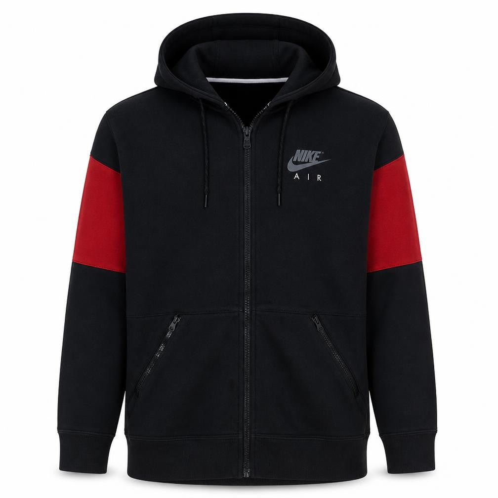 Nike Air Men's Black Red Full Zip Hoodie Large Graphic Print
