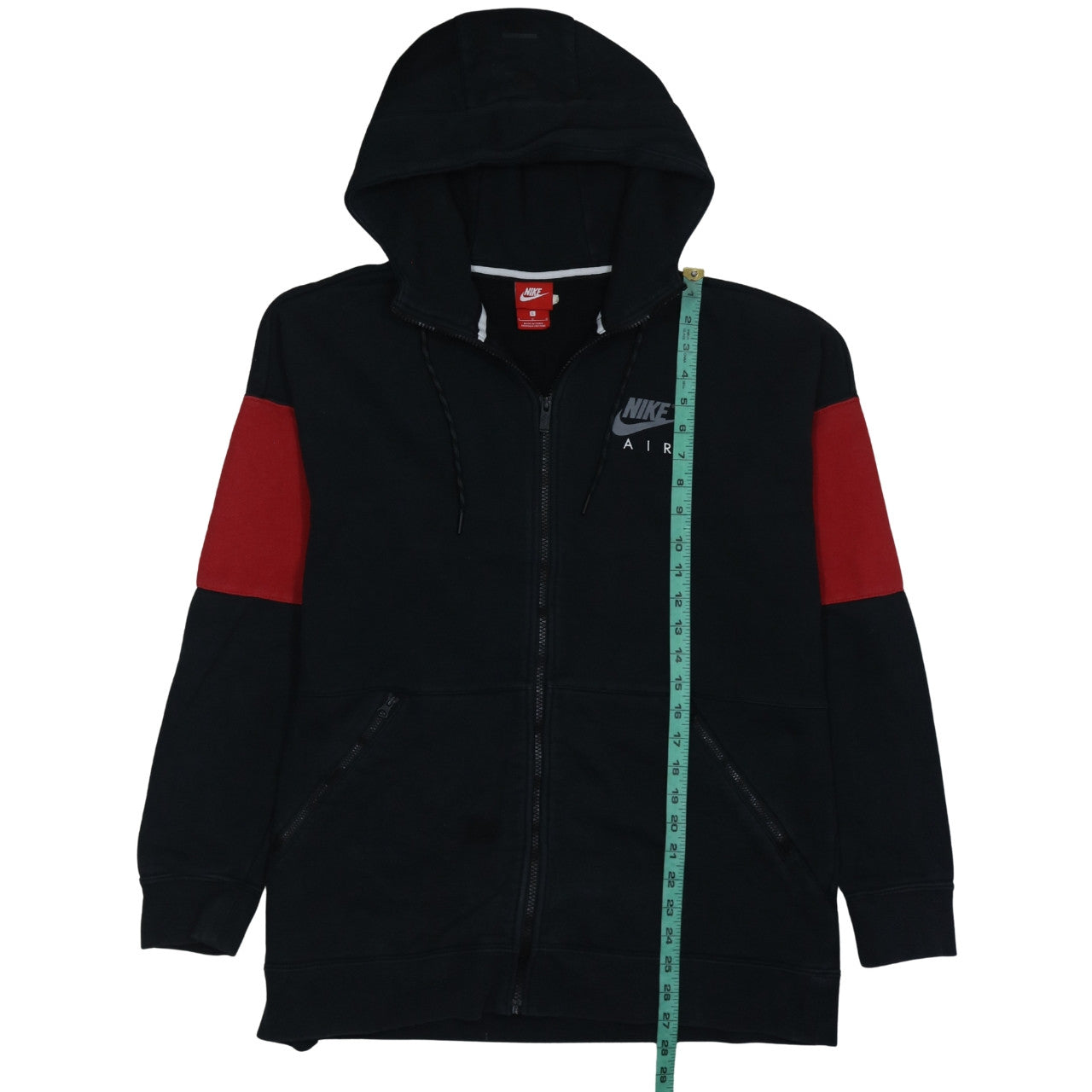 Nike Air Men's Black Red Full Zip Hoodie Large Graphic Print