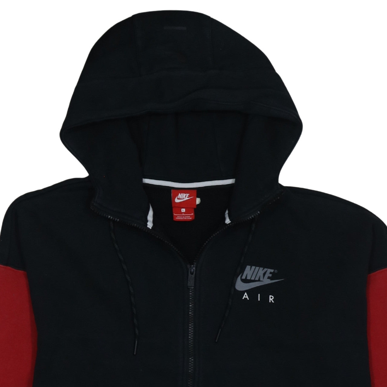 Nike Air Men's Black Red Full Zip Hoodie Large Graphic Print