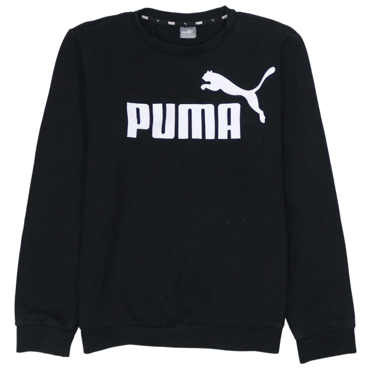 Puma Boys Black XL Crew Neck Pullover Sweatshirt with Logo Print